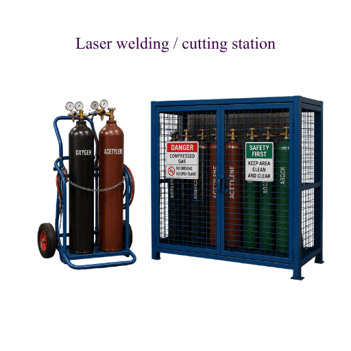 Welding lab entrance and safety signage